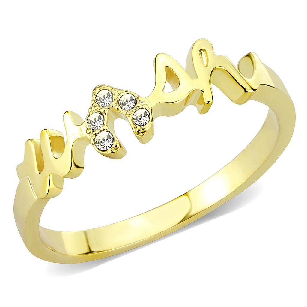 MALO3966 - Flash Gold Brass Ring with Top Grade Crystal in Clear