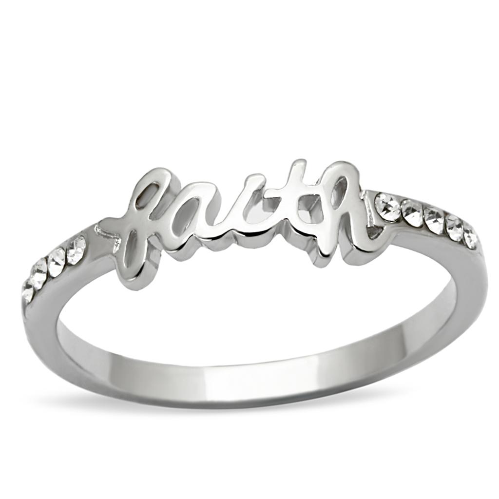 MALO3968 - Rhodium Brass Ring with Top Grade Crystal in Clear