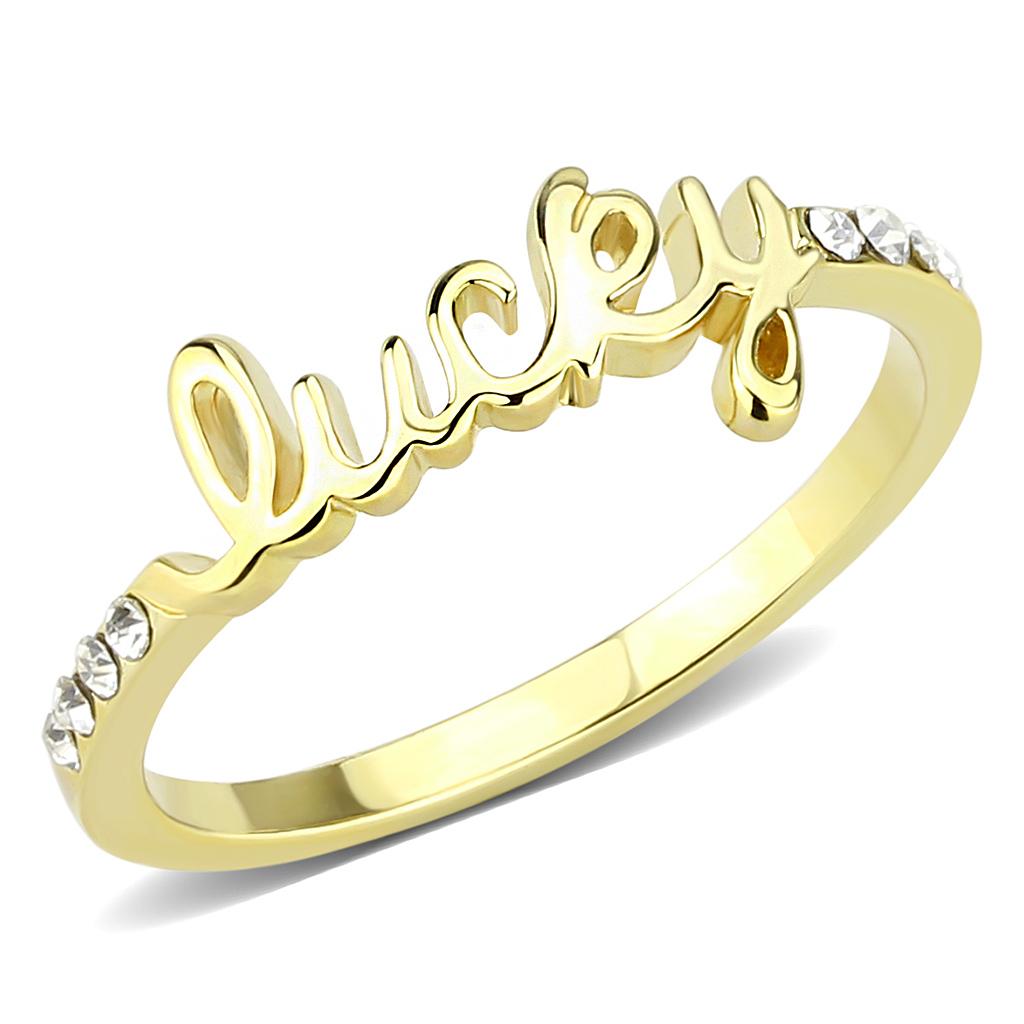 MALO3971 - Flash Gold Brass Ring with Top Grade Crystal in Clear