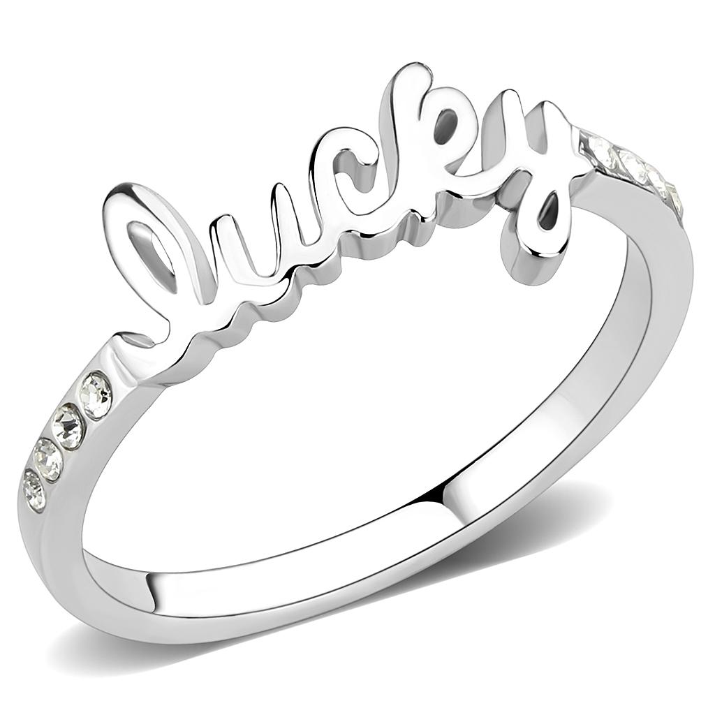 MALO3972 - Rhodium Brass Ring with Top Grade Crystal in Clear