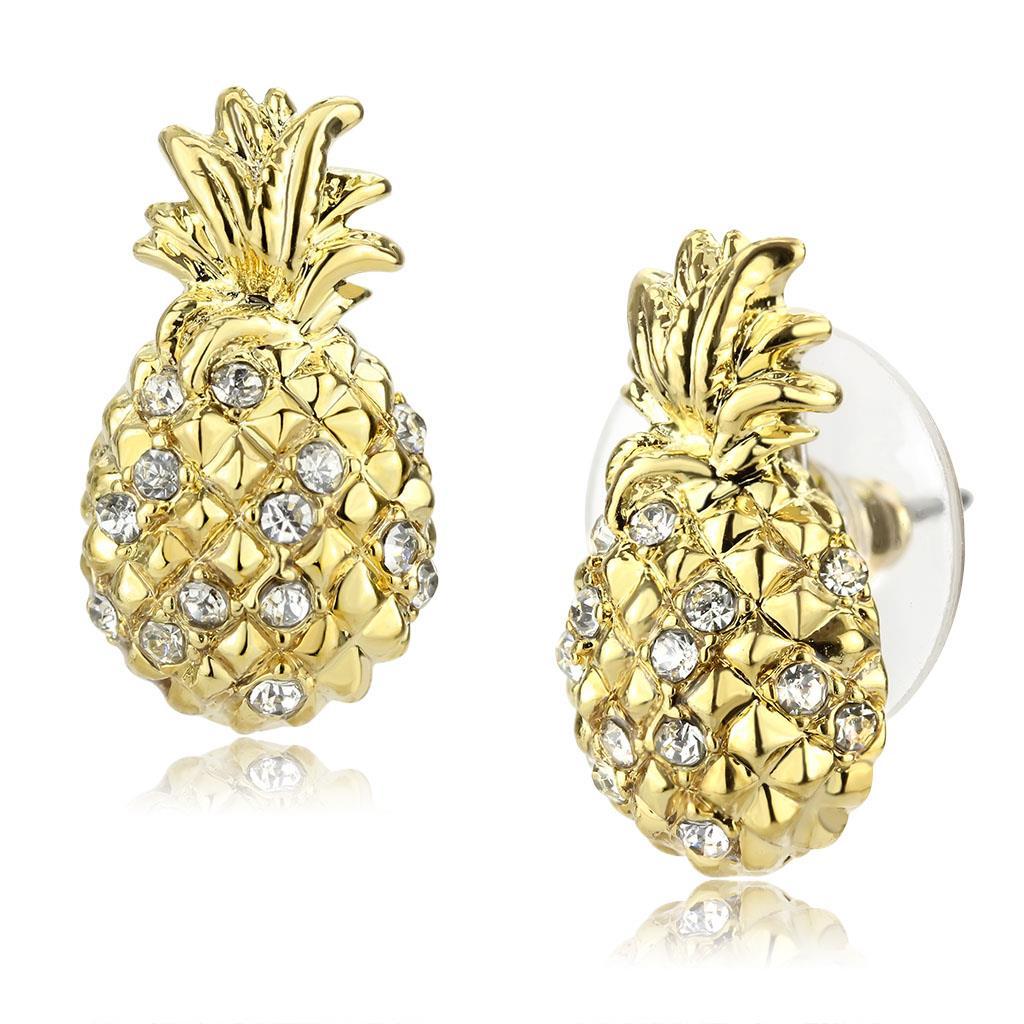 MALO4677 - Gold Brass Earrings with Top Grade Crystal in Clear