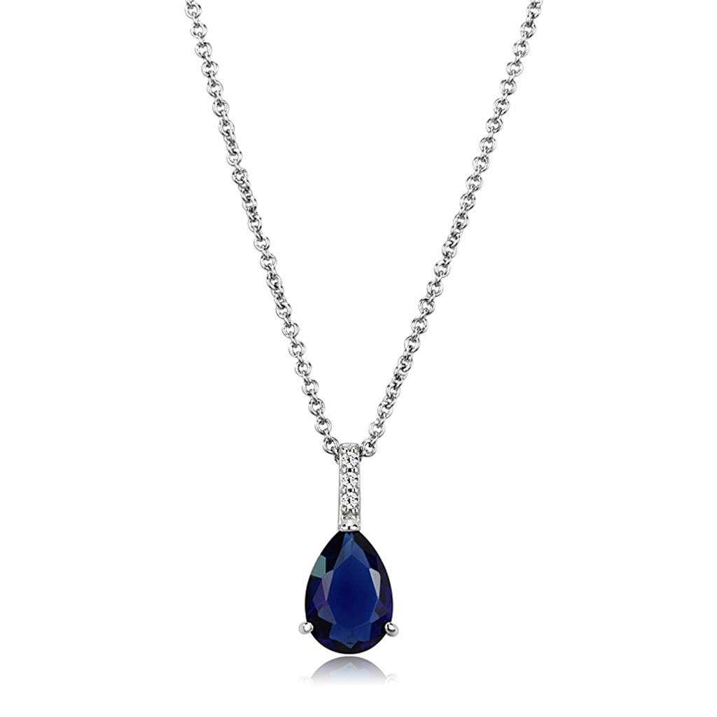MALO4683 - Rhodium Brass Chain Pendant with Synthetic in Montana