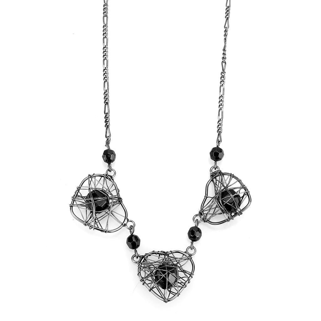 MALO4728 - Ruthenium White Metal Necklace with Synthetic Synthetic Glass in Jet