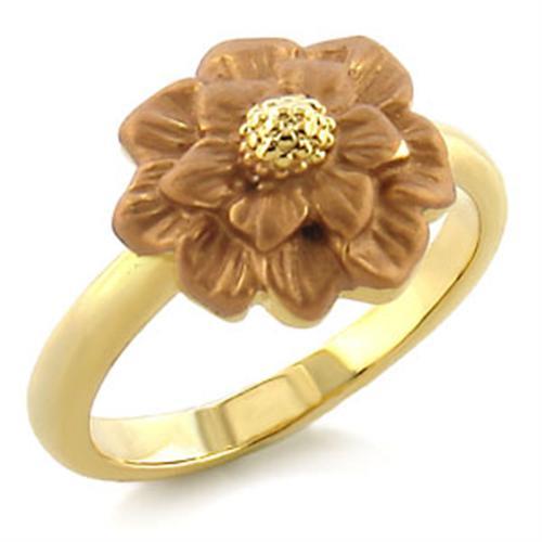 MALO505 - Gold White Metal Ring with Top Grade Crystal in Light Smoked