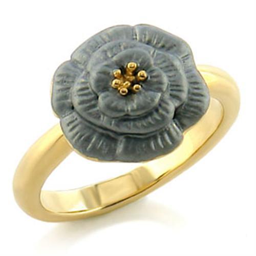 MALO507 - Gold White Metal Ring with Top Grade Crystal in Light Smoked
