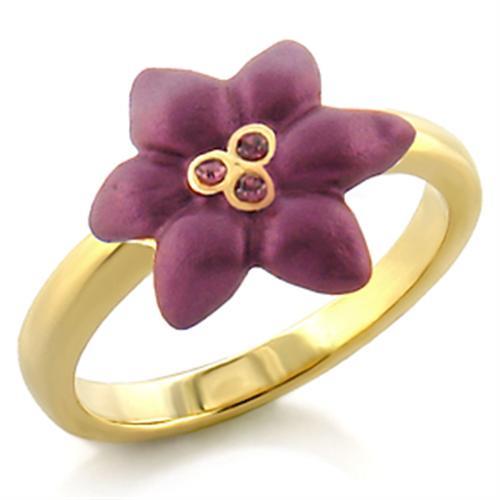 MALO513 - Gold White Metal Ring with Top Grade Crystal in Amethyst