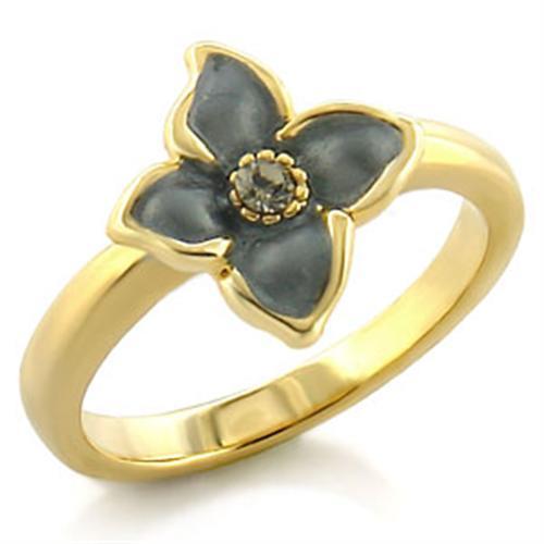 MALO518 - Gold White Metal Ring with Top Grade Crystal in Black Diamond