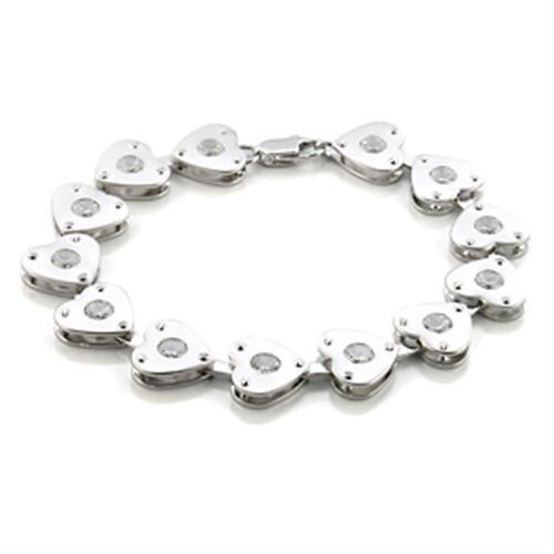 MALO586 - Matte Rhodium & Rhodium Brass Bracelet with AAA Grade CZ in Clear