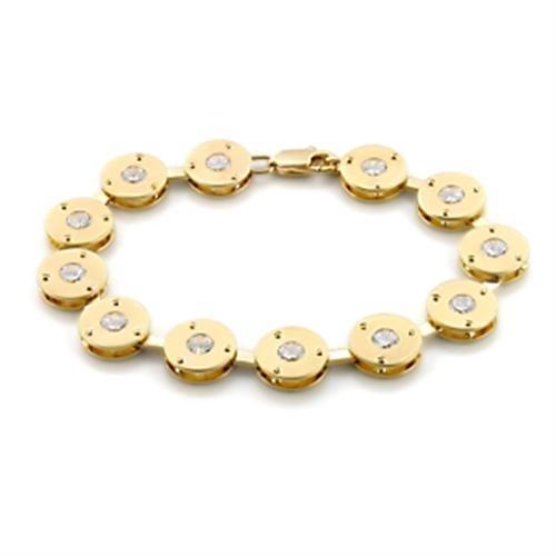 MALO591 - Matte Gold & Gold Brass Bracelet with AAA Grade CZ in Clear