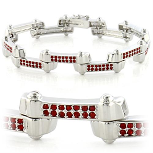 MALO610 - Imitation Rhodium Brass Bracelet with Top Grade Crystal in Siam