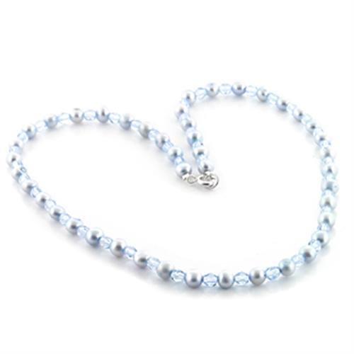 MALO733 - Stone Necklace with Synthetic Pearl in Light Sapphire