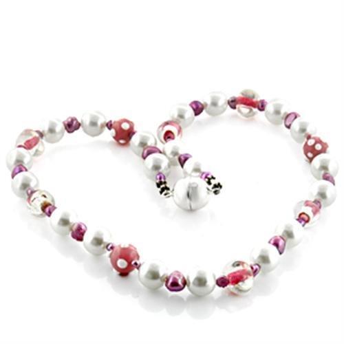 MALO746 - Brass Necklace with Synthetic Pearl in Multi Color