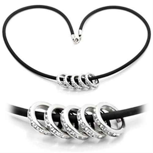 MALO826 - Rhodium Brass Chain Pendant with Top Grade Crystal in Clear