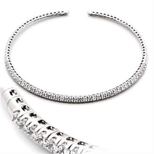 MALO829 - Rhodium Brass Necklace with AAA Grade CZ in Clear