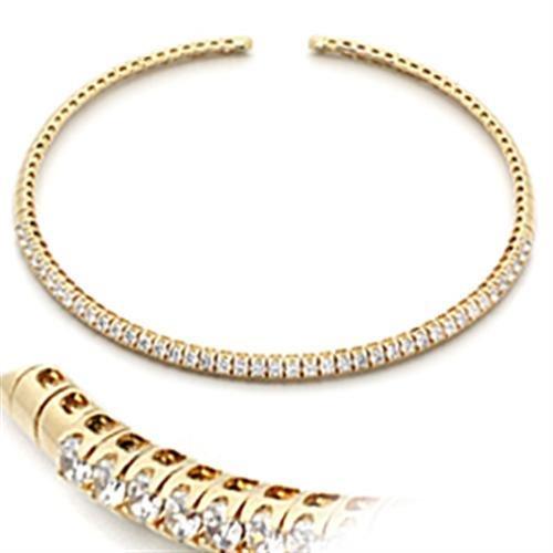MALO830 - Gold Brass Necklace with AAA Grade CZ in Clear