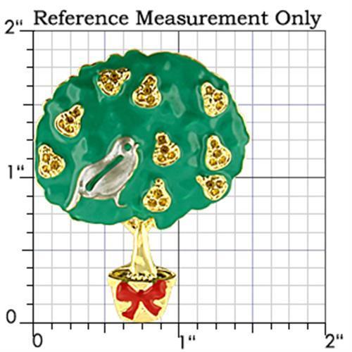 MALO834 - Gold+Rhodium White Metal Brooches with Top Grade Crystal in Topaz