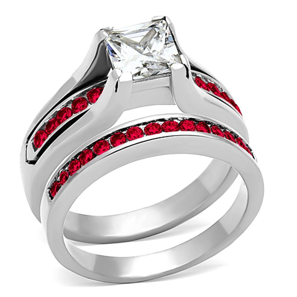 MALOA1362 - High polished (no plating) Stainless Steel Ring with AAA Grade CZ in Multi Color