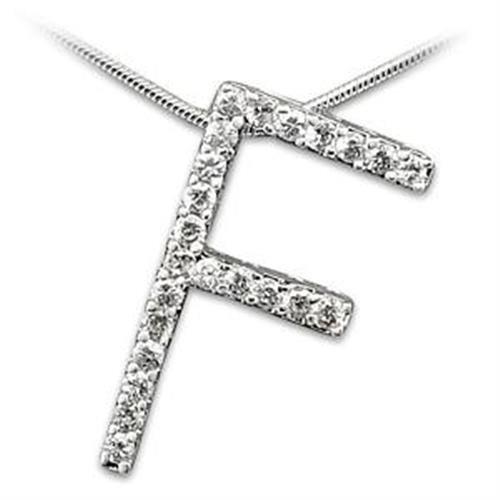 MALOA257 - High-Polished 925 Sterling Silver Pendant with AAA Grade CZ in Clear