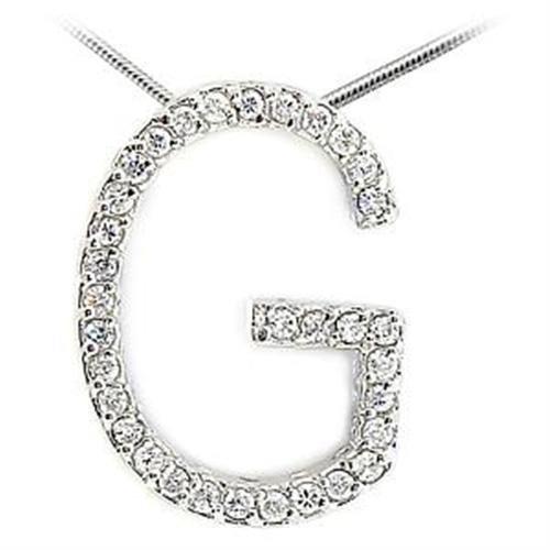 MALOA258 - High-Polished 925 Sterling Silver Pendant with AAA Grade CZ in Clear