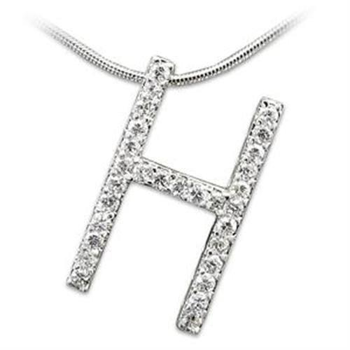 MALOA259 - High-Polished 925 Sterling Silver Pendant with AAA Grade CZ in Clear