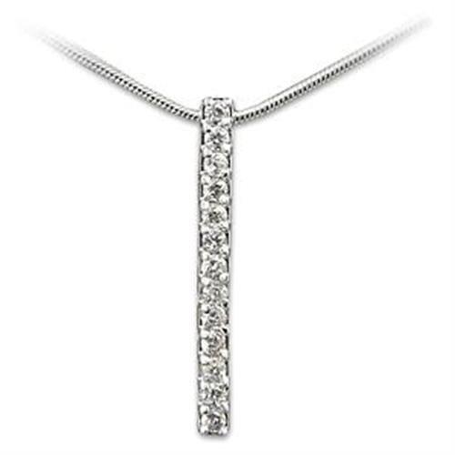 MALOA260 - High-Polished 925 Sterling Silver Pendant with AAA Grade CZ in Clear