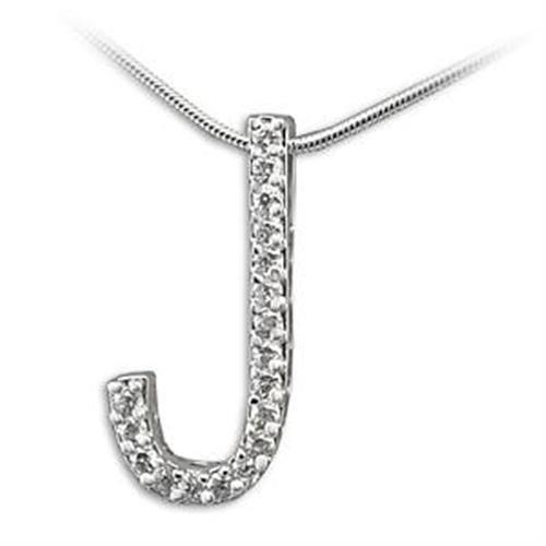 MALOA261 - High-Polished 925 Sterling Silver Pendant with AAA Grade CZ in Clear