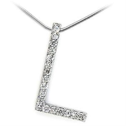 MALOA262 - High-Polished 925 Sterling Silver Pendant with AAA Grade CZ in Clear
