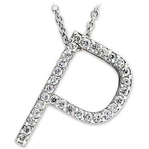 MALOA263 - High-Polished 925 Sterling Silver Pendant with AAA Grade CZ in Clear