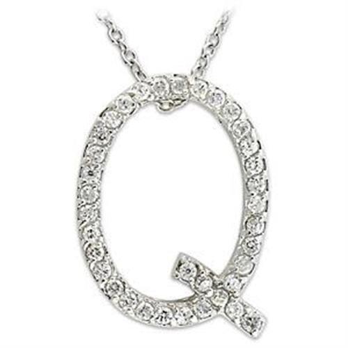 MALOA264 - High-Polished 925 Sterling Silver Pendant with AAA Grade CZ in Clear