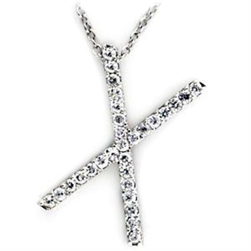MALOA267 - High-Polished 925 Sterling Silver Pendant with AAA Grade CZ in Clear