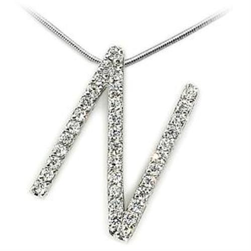 MALOA268 - High-Polished 925 Sterling Silver Pendant with AAA Grade CZ in Clear