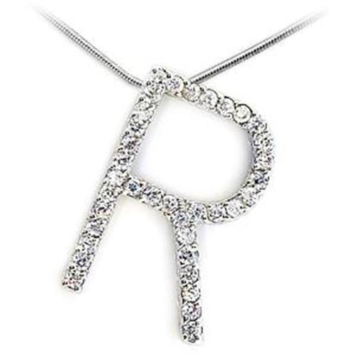 MALOA269 - High-Polished 925 Sterling Silver Pendant with AAA Grade CZ in Clear