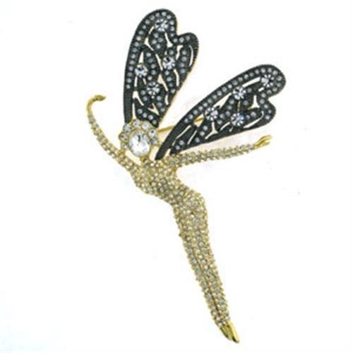 MALOA280 - Gold Brass Brooches with Top Grade Crystal in Clear