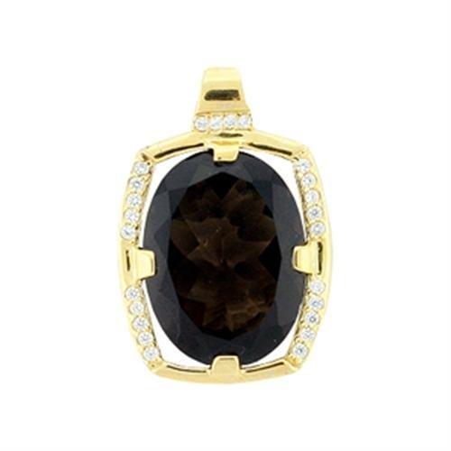 MALOA373 - Gold 925 Sterling Silver Pendant with AAA Grade CZ in Smoky Topaz