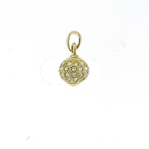 MALOA391 - Gold Brass Pendant with Top Grade Crystal in Clear