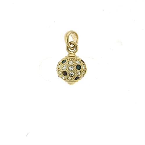 MALOA393 - Gold Brass Pendant with Top Grade Crystal in Multi Color