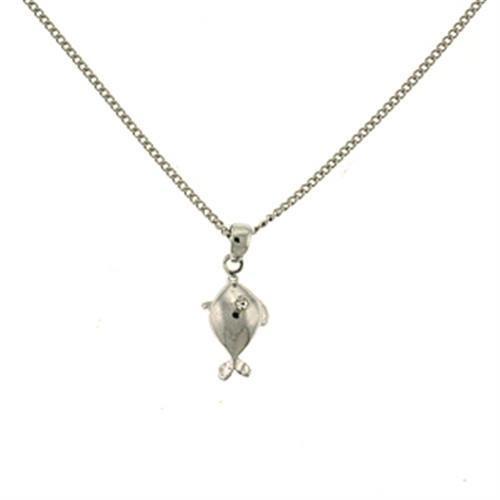 MALOA431 Rhodium Brass Necklace with Top Grade Crystal in Clear