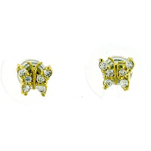 LOA440 - Gold Brass Earrings with AAA Grade CZ in Clear