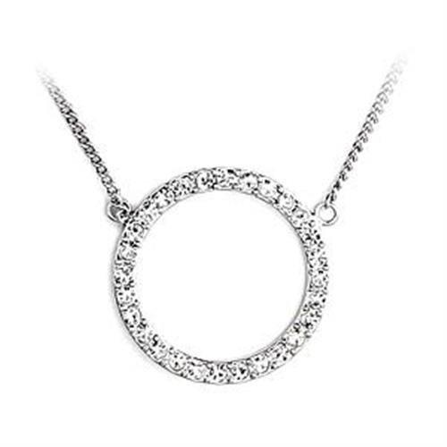 MALOA478 - Rhodium Brass Necklace with Top Grade Crystal in Clear