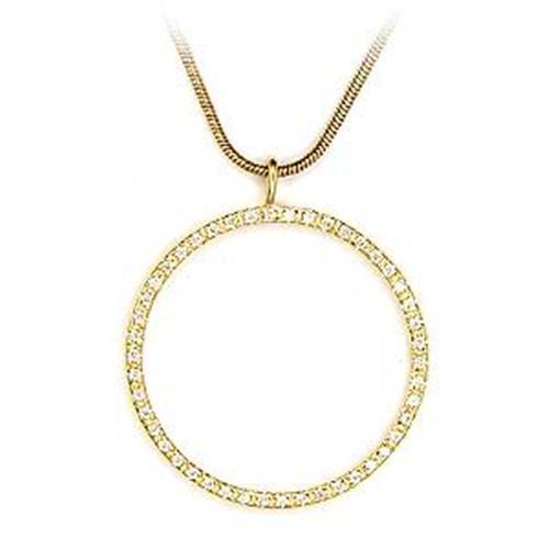 MALOA485 - Gold 925 Sterling Silver Pendant with AAA Grade CZ in Clear