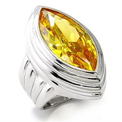 MALOA511 - Rhodium 925 Sterling Silver Ring with AAA Grade CZ in Topaz