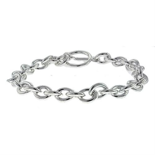 MALOA537 - Silver Brass Bracelet with No Stone
