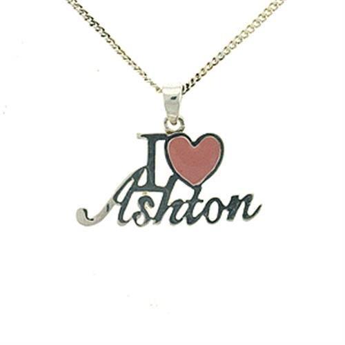 MALOA540 - Silver Brass Chain Pendant with Epoxy in Rose