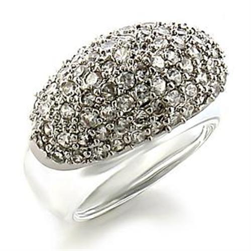MALOA578 - Rhodium Brass Ring with AAA Grade CZ in Clear