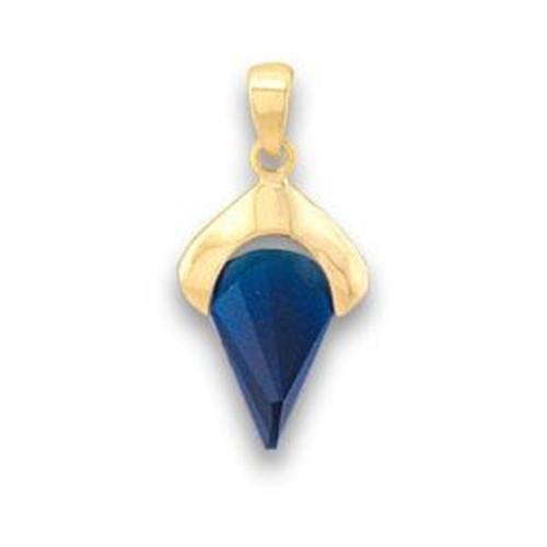 MALOA618 - Gold Brass Pendant with Synthetic Synthetic Glass in Montana