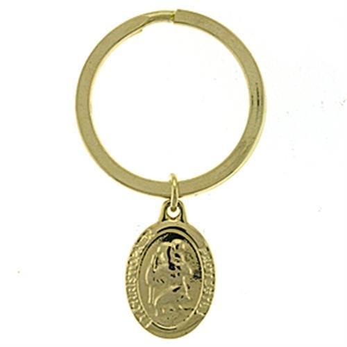 MALOA621 - Gold Brass Key Ring with No Stone