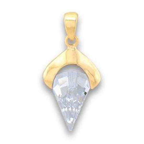 MALOA632 - Gold Brass Pendant with AAA Grade CZ in Clear