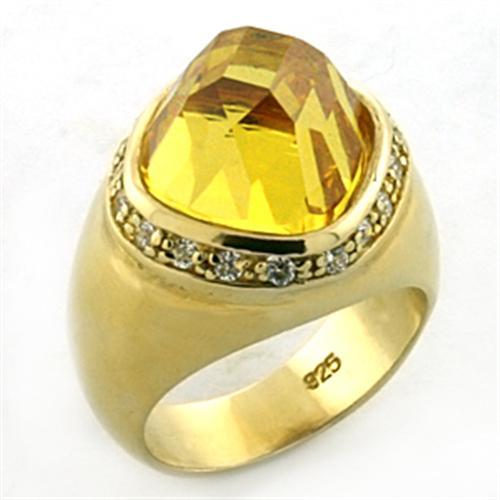 MALOA639 - Gold 925 Sterling Silver Ring with AAA Grade CZ in Citrine