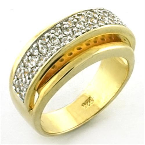 MALOA648 - Gold+Rhodium 925 Sterling Silver Ring with AAA Grade CZ in Clear