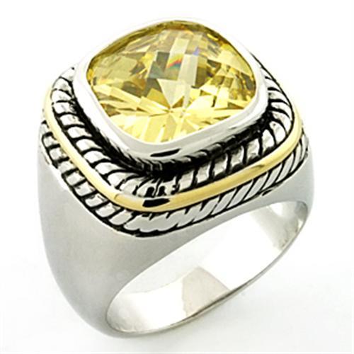MALOA668 - Rhodium Brass Ring with AAA Grade CZ in Citrine